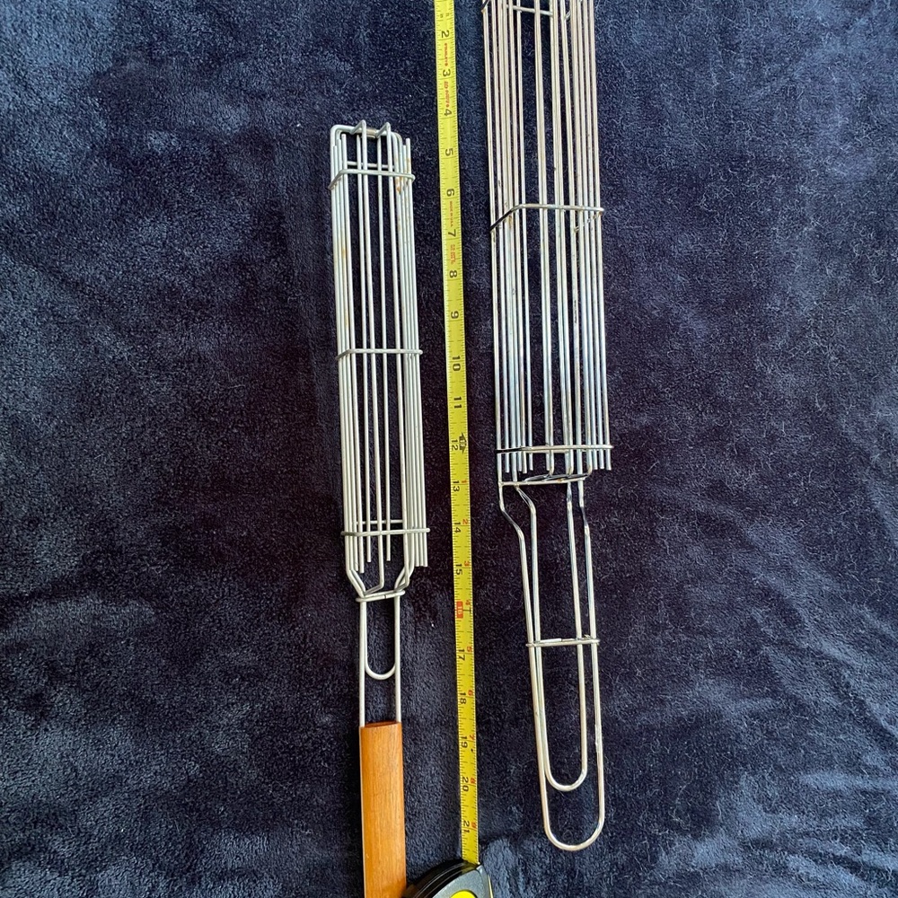Set of 2 Grilling Baskets / Skewer Style Cooking Kebab Stick Cages for Camping